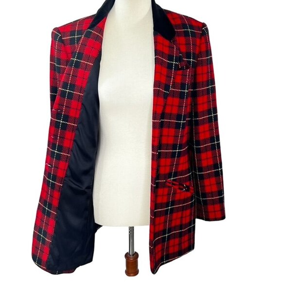 Vintage Pendleton Womens Tartan Plaid Blazer Jacket Sz M 100% Virgin Wool Lined - Picture 3 of 13